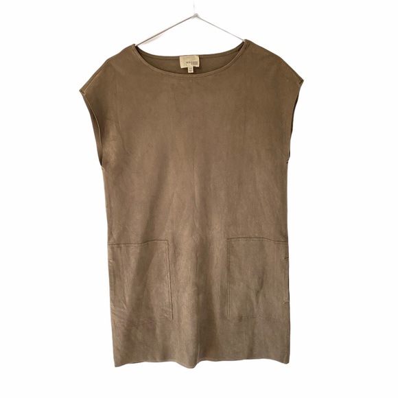 Aritzia Wilfred Free Faux Suede Nori Camel Dress - Picture 3 of 5